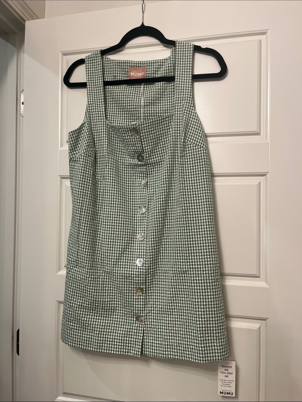 Show Me Your MuMu Green Gingham Button-Front Mini Dress